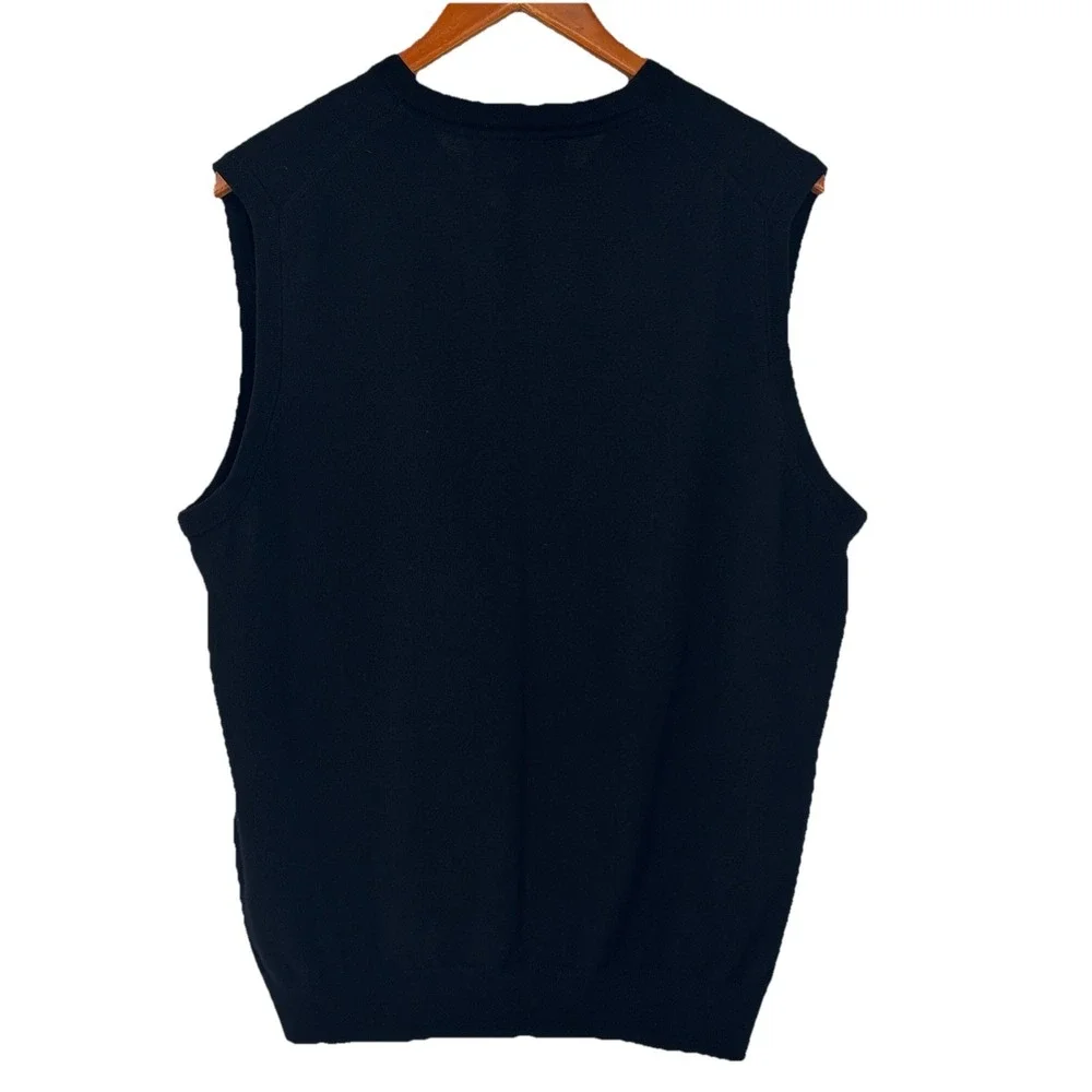 Bedford Men Extra Fine Merino Wool Sweater Vest XL Black Classic Preppy Academia